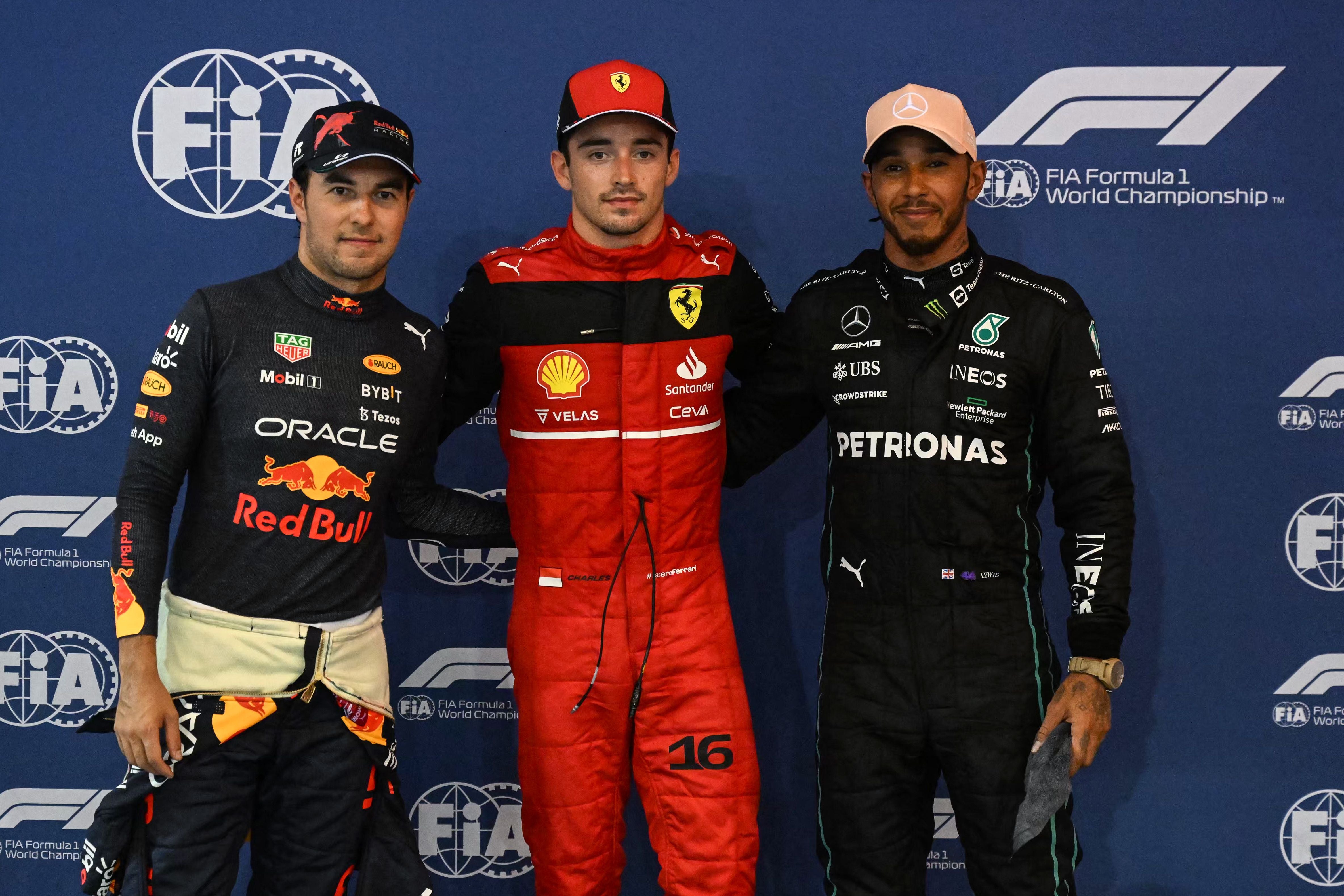 Charles Leclerc came home first with Sergio Perez second and Lewis Hamilton third