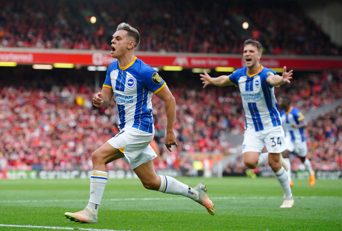 Leandro Trossard hat-trick snatches Brighton brilliant draw at Liverpool