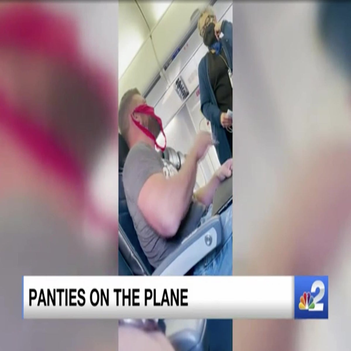 Man wearing a thong on his face as a mask gets kicked off plane