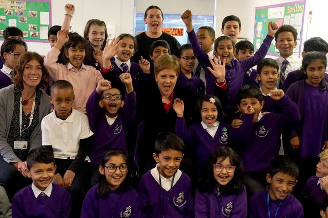 Scotland’s First Minister Nicola Sturgeon visited St Albert’s Primary in Glasgow on Friday (Andrew Milligan/PA)