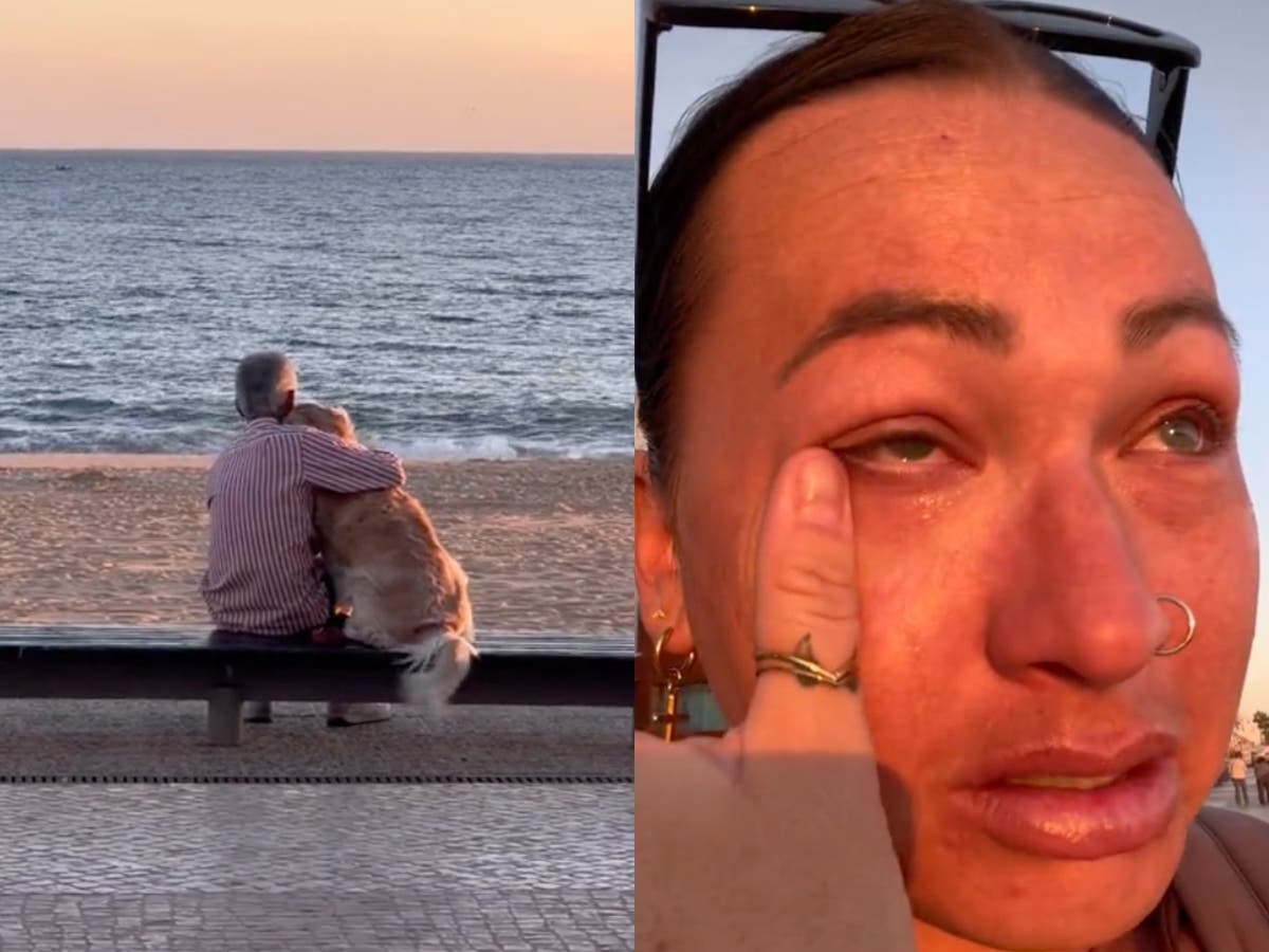 Viewers ‘cry their hearts out’ over TikTok of man watching sunset with dog