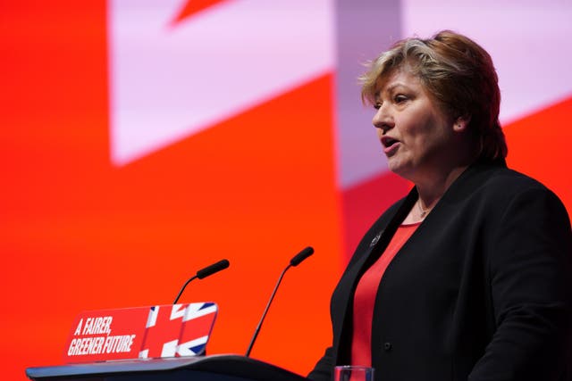 Shadow attorney general Emily Thornberry addressing the Labour Party conference in Liverpool (Peter Byrne/PA)