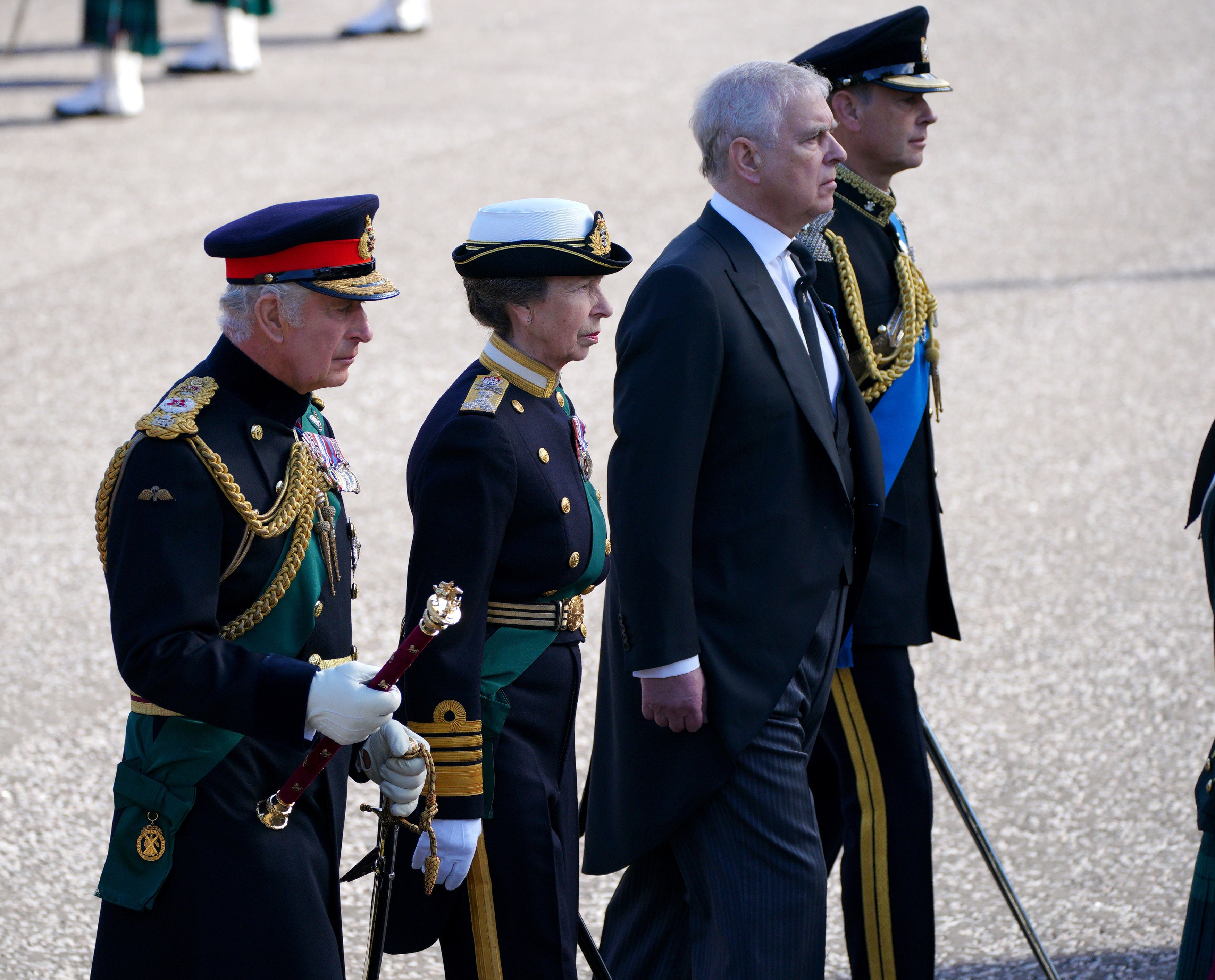 Prince Andrew walked in the coffin procession in Edinburgh with his siblings