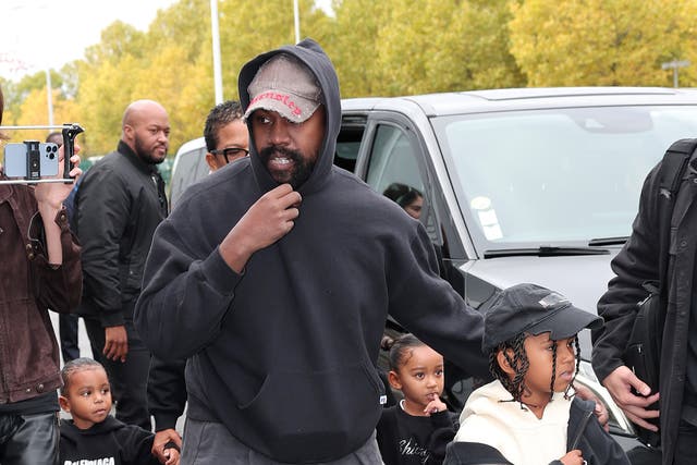 <p>Kanye West, Saint West, Psalm West and Chicago West attend the Balenciaga Womenswear Spring/Summer 2023 show as part of Paris Fashion Week </p>