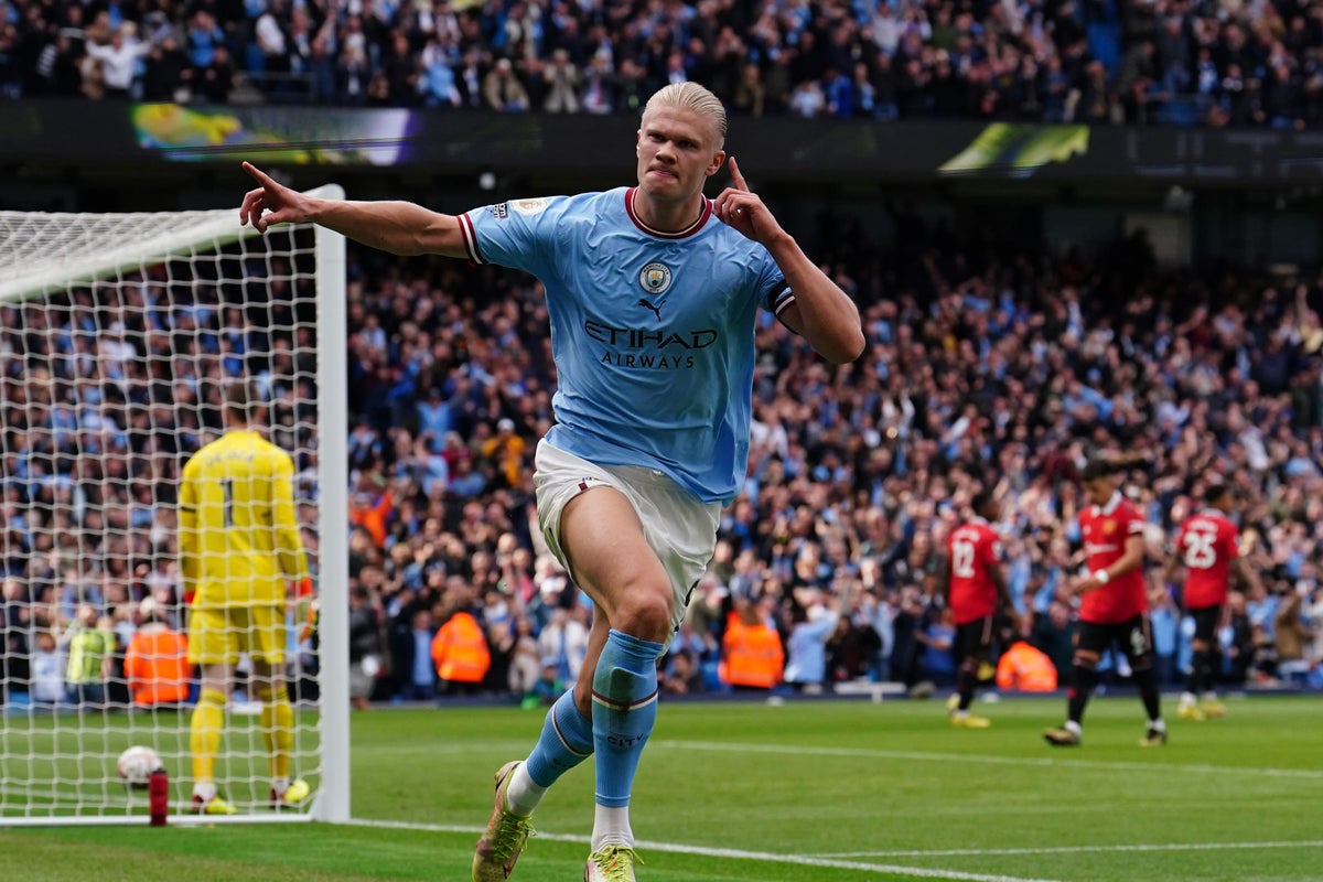 Pep Guardiola hails Erling Haaland’s work rate after another hat-trick