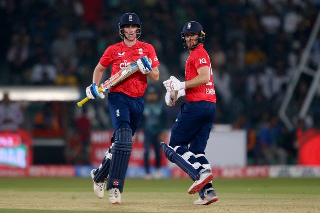 England’s Harry Brook, left, and Dawid Malan impressed in the decider in Lahore (KM Chaudary/AP)