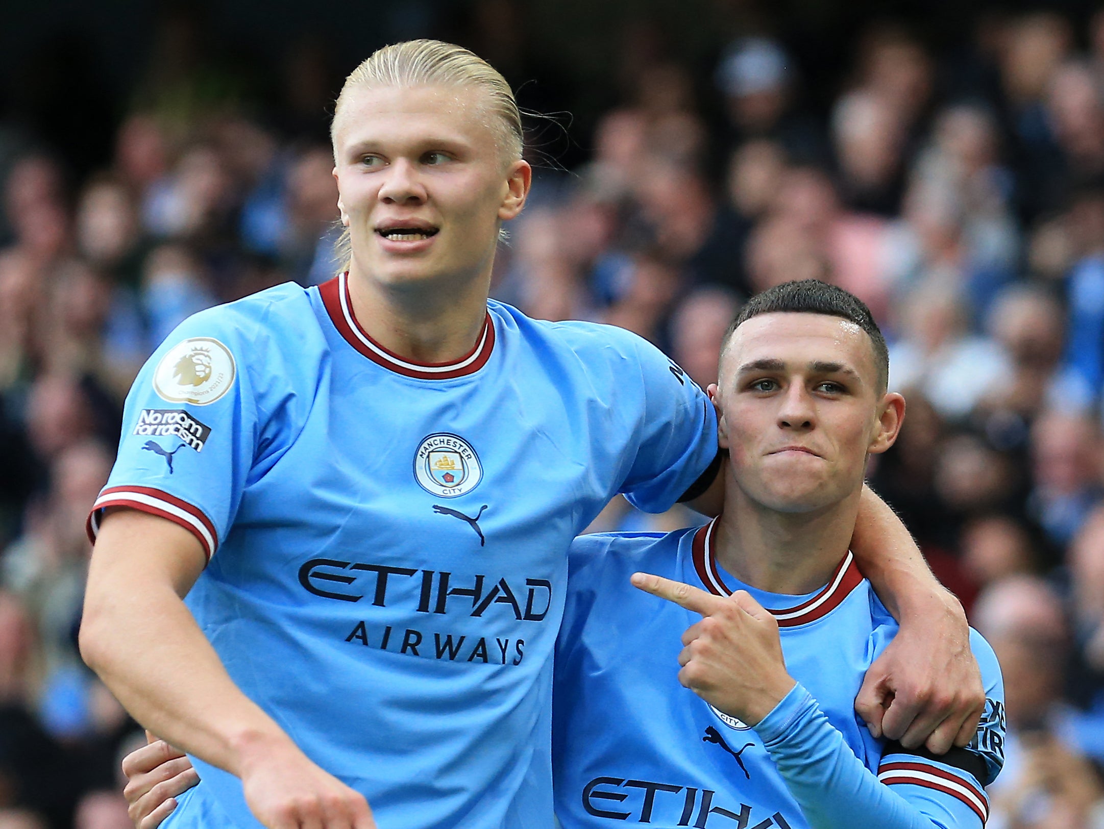 Erling Haaland and Phil Foden both scored hat-tricks for Manchester City against United