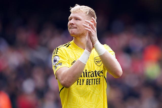 Arsenal goalkeeper Aaron Ramsdale believes a fresh mentality is helping the club this season. (Zac Goodwin/PA)