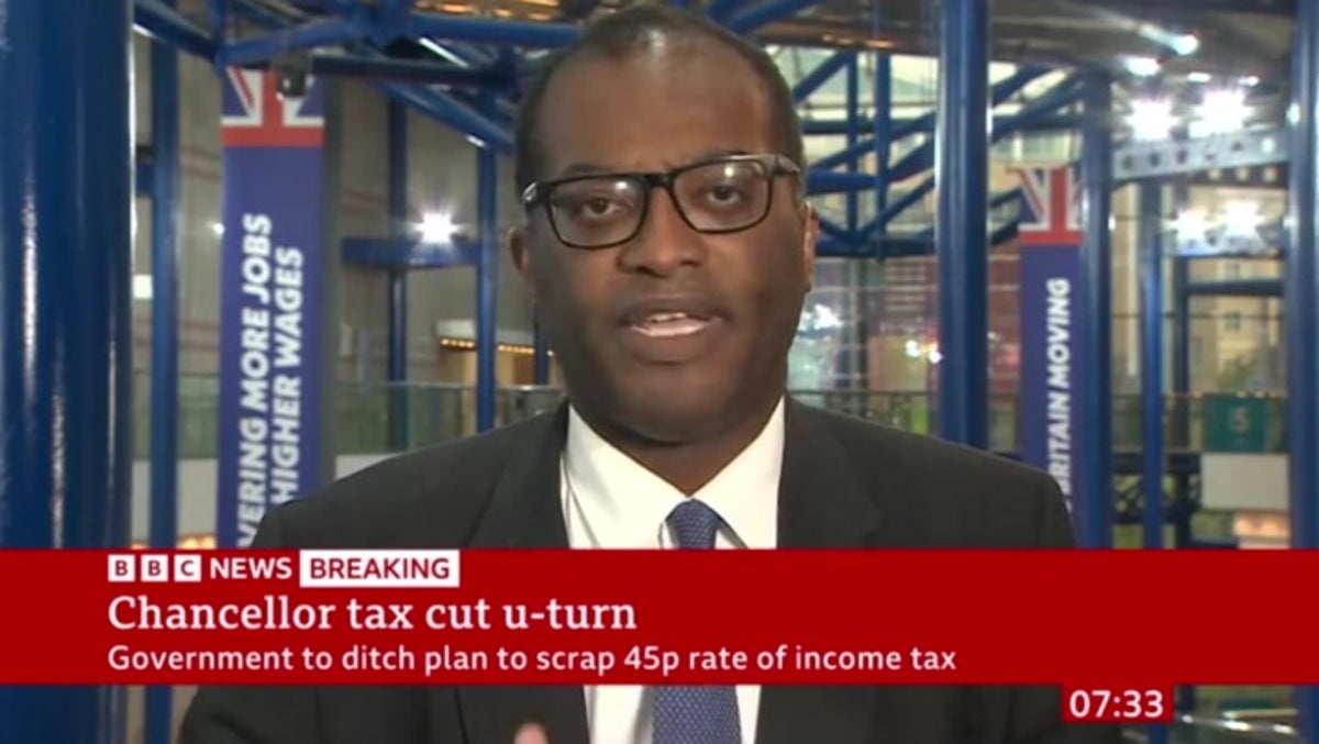 Kwasi Kwarteng defends sudden U-turn on scrapping 45p rate tax