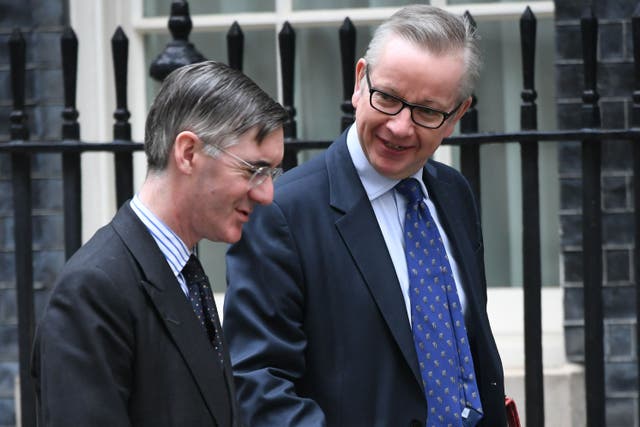 Jacob Rees-Mogg (left) described Michael Gove (right) as the Peter Mandelson of the Tory party (Stefan Rousseau/PA)