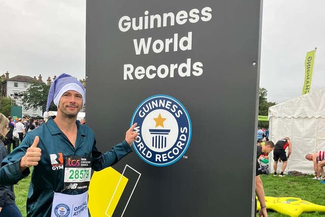 David Jones decided to try to get the world record after watching the London Marathon last year (Penny Holborn/PA)