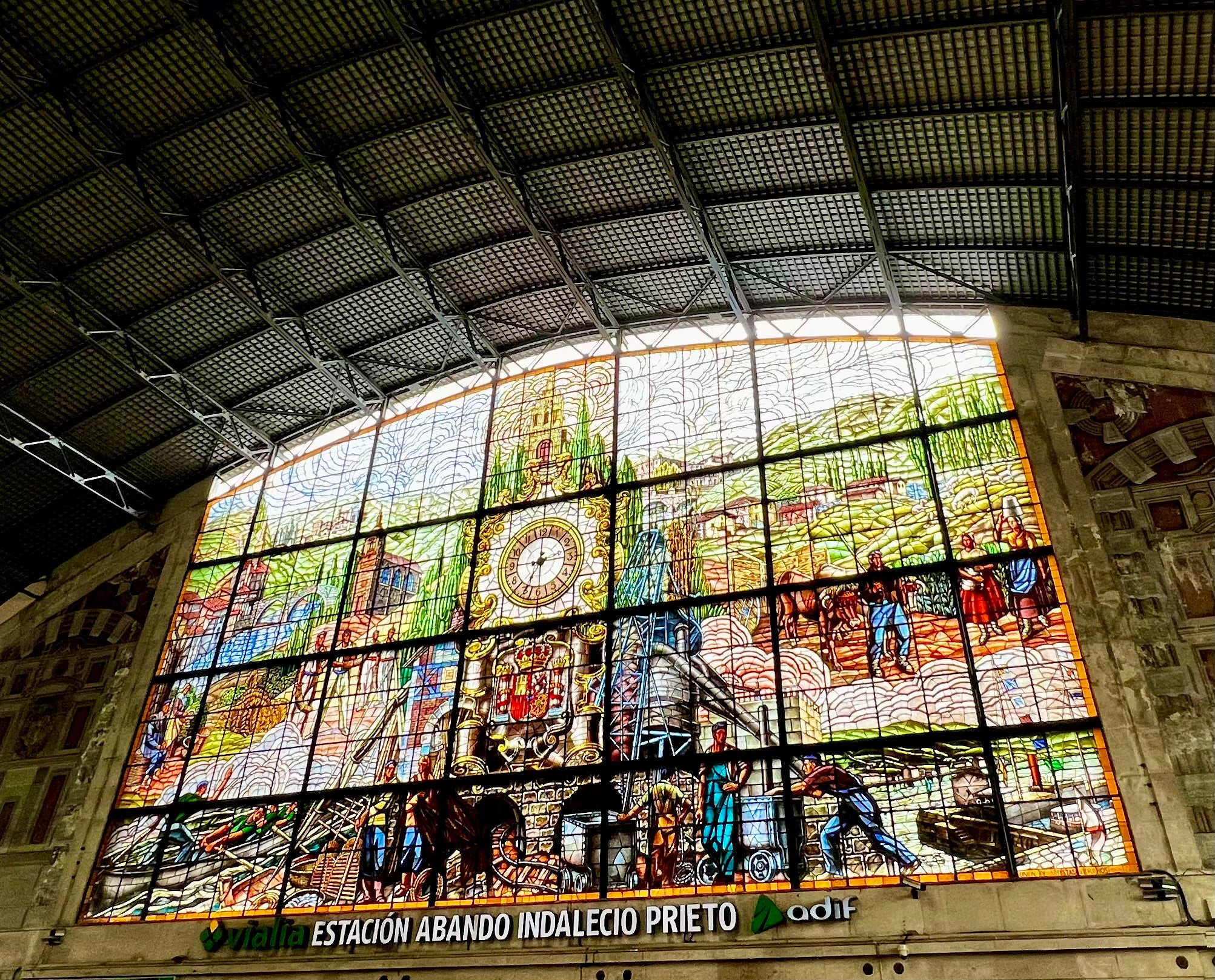 Stained glass artistry at Bilbao Abando station