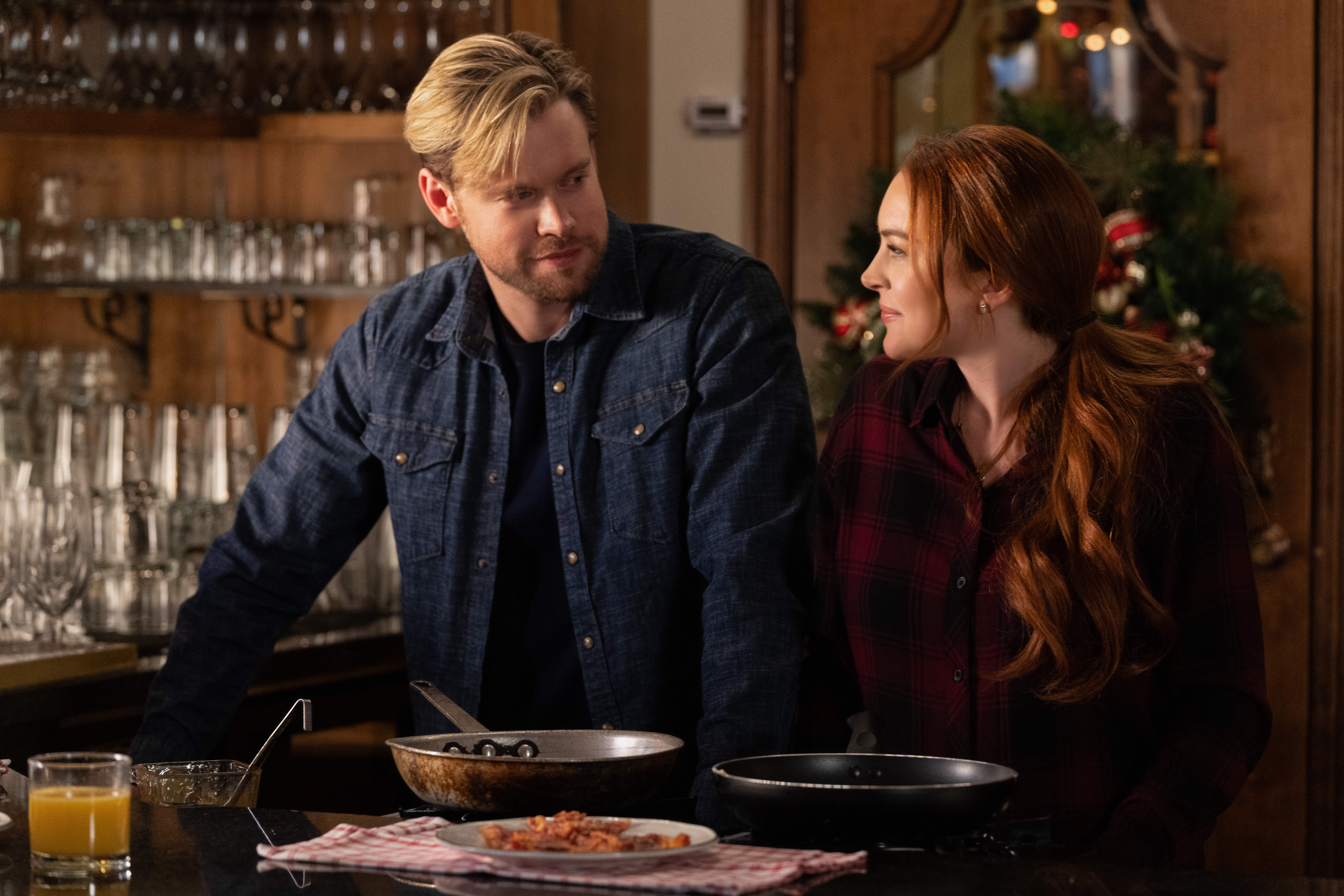 Lindsay Lohan and Chord Overstreet in ‘Falling for Christmas’