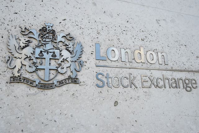 The FTSE 100 closed up 0.2%, or nearly 15 points, ending the day at 6,909 on Monday (PA)
