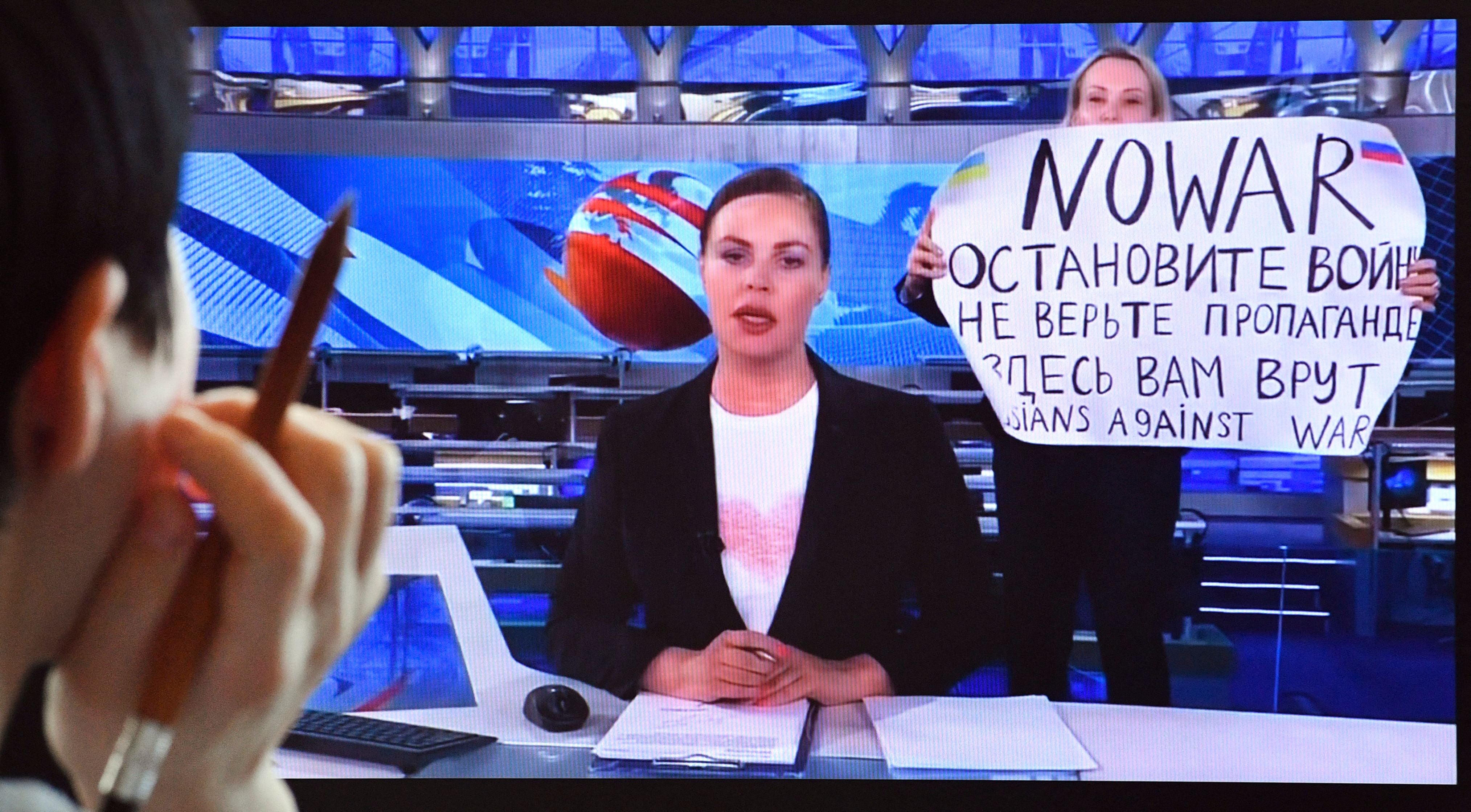 Marina Ovsyannikova’s on-air protest against the Russian war in March