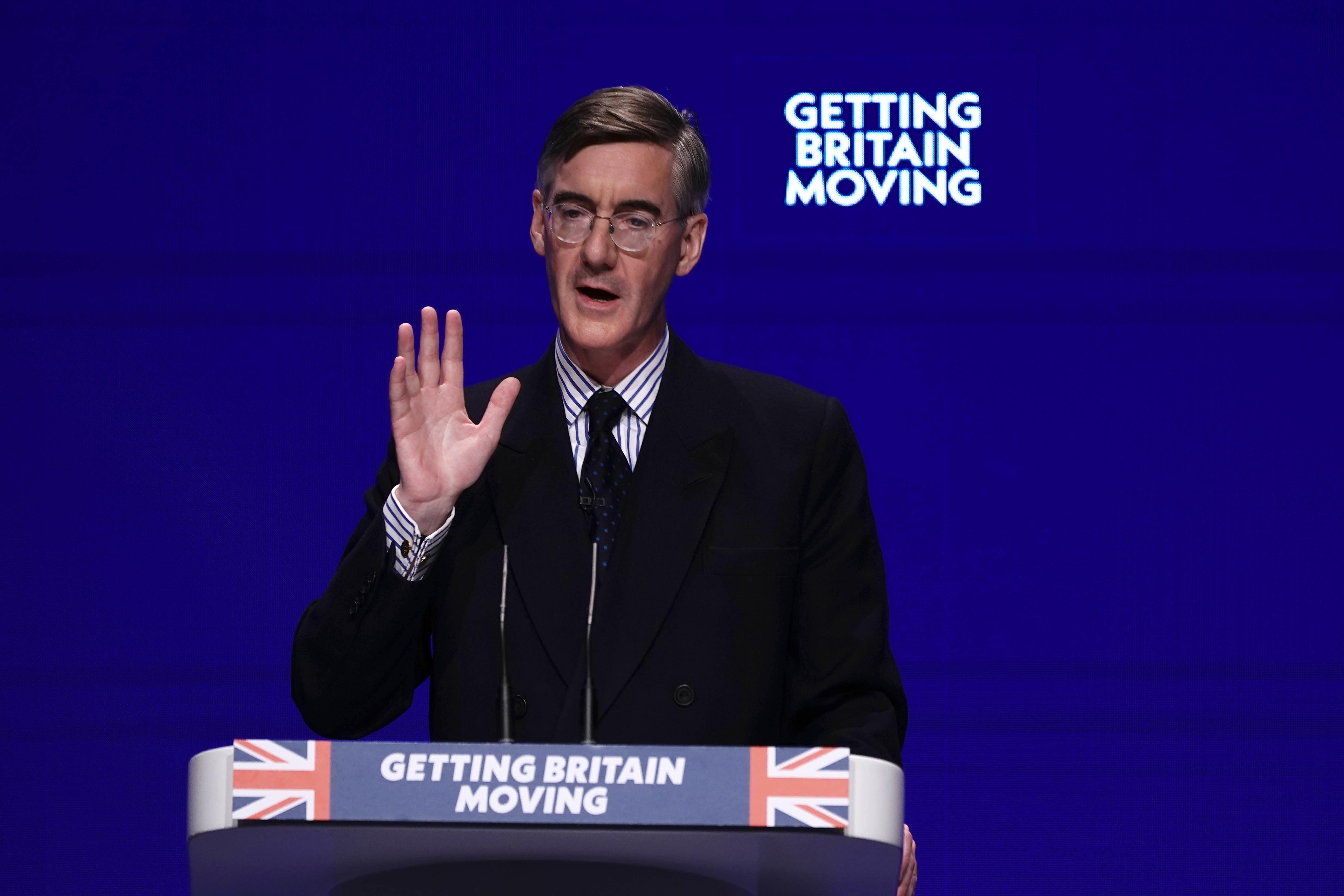 Jacob Rees-Mogg speaking at the Conservative Party annual conference at the International Convention Centre in Birmingham (Aaron Chown/PA)