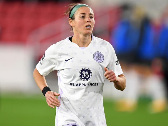 <p>Racing Louisville FC defender Erin Simon (3) runs against the Washington Spirit during an NWSL Challenge Cup soccer match, Thursday, April 15, 2021, in Washington</p>