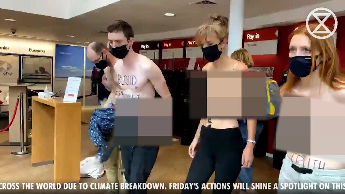 1200px x 675px - Extinction Rebellion protestors strip naked inside London city banks |  Climate | Independent TV
