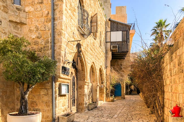<p>Ancient stone streets in Artists Quarter of Old Jaffa, Israel</p>