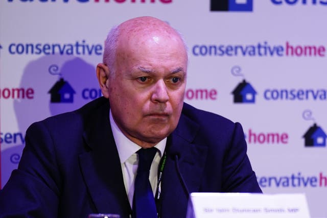 Sir Iain Duncan Smith has told a fringe event at the Conservative Party conference ‘it doesn’t make sense’ not to uprate benefits in line with inflation (Aaron Chown/PA)
