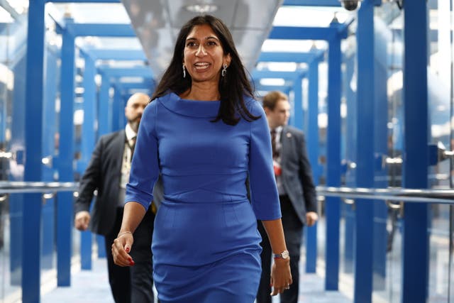 <p>Suella Braverman at the Conservative conference in Birmingham on Tuesday</p>