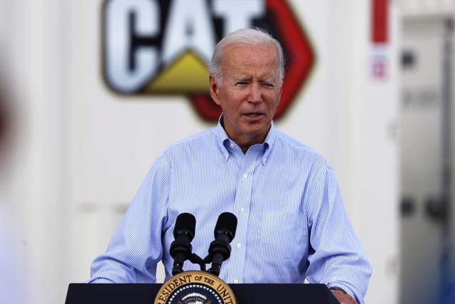 <p>United States President Joe Biden speaks during an official visit to inspect damage from Hurricane Fiona in Ponce, Puerto Rico, 3 October 2022</p>