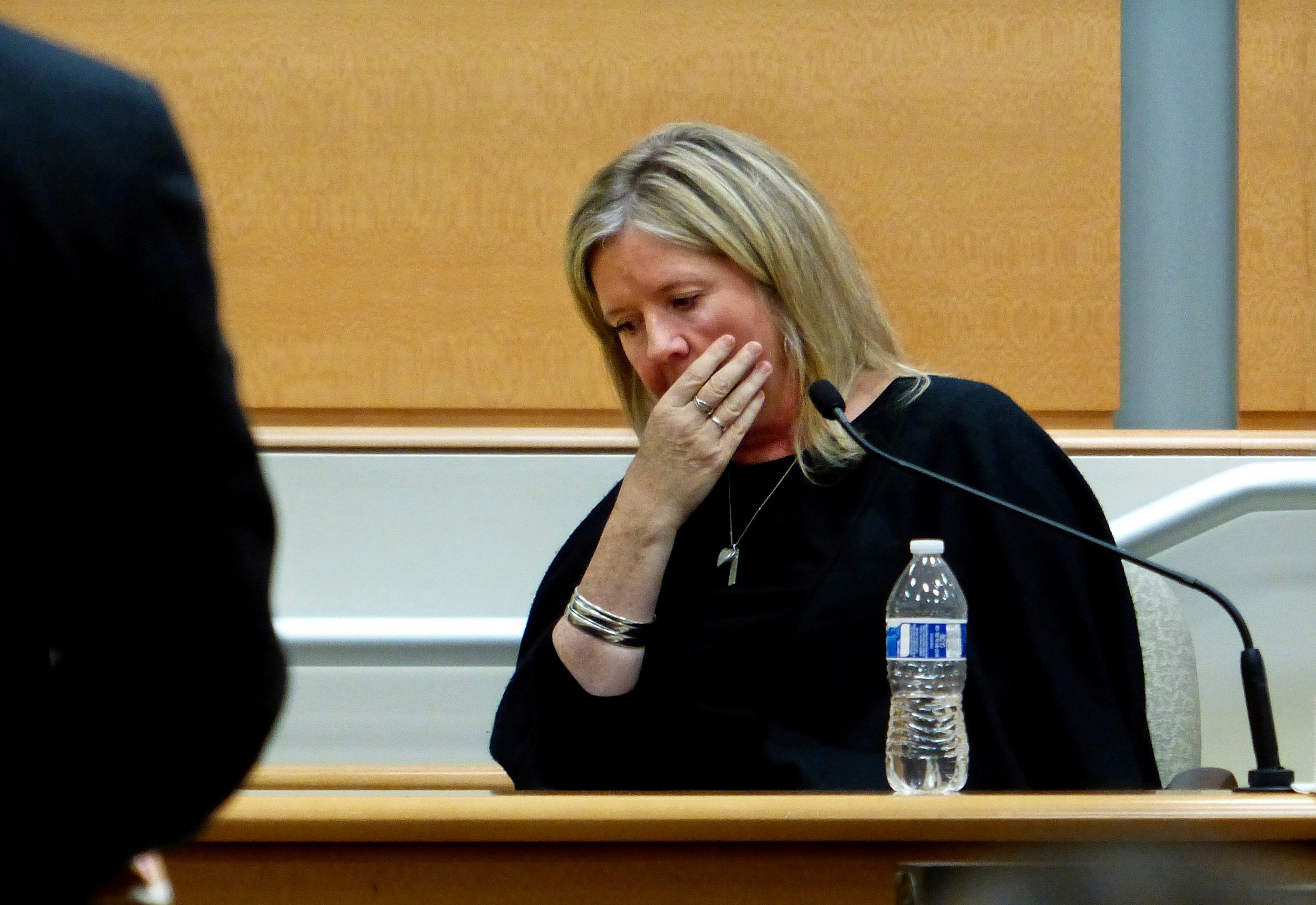 Jacqueline Barden pauses as she testifies during the Alex Jones Sandy Hook defamation damages trial