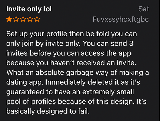 Other users criticised app for being invite only