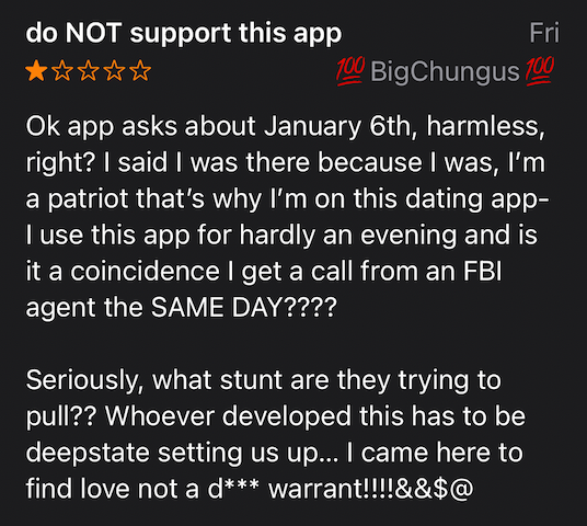 Dating app includes a question asking users about 6 January Capitol riots