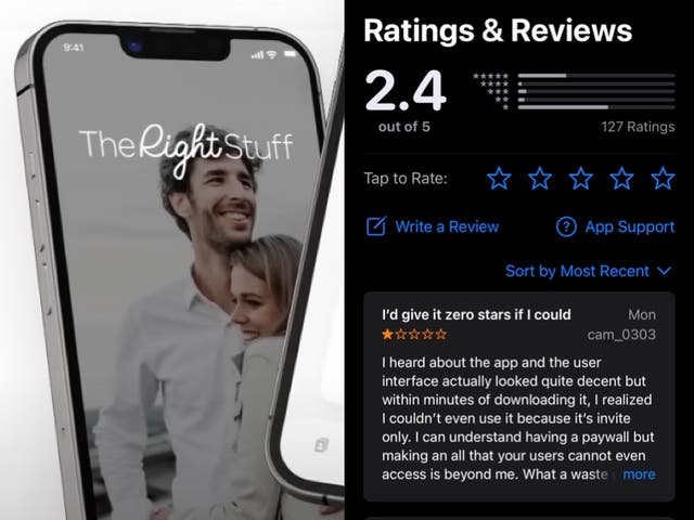 <p>Conservative dating app The Right Stuff inundated with negative reviews</p>