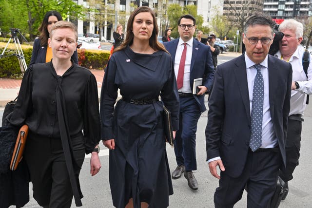 <p>Former Liberal staffer Brittany Higgins, centre, arrives at the Australian Capital Territory Supreme Court in Canberra</p>