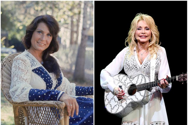 <p>Dolly Parton (right) has paid tribute to fellow country star Loretta Lynn, after her death aged 90</p>
