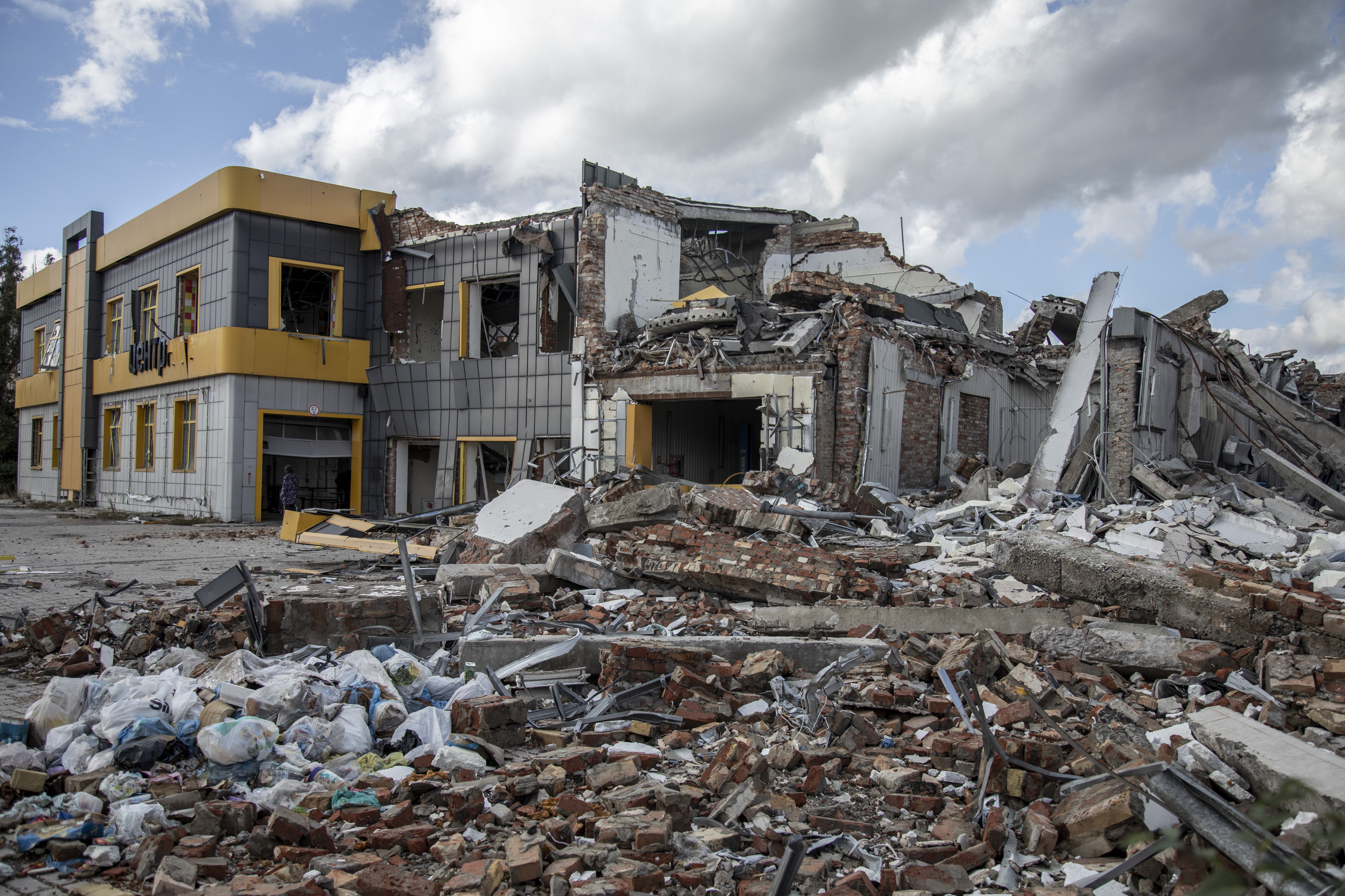 <p>Destruction is seen in downtown Bakhmut as fighting between Ukrainian forces and Russian troops intensifies for control of the city</p>