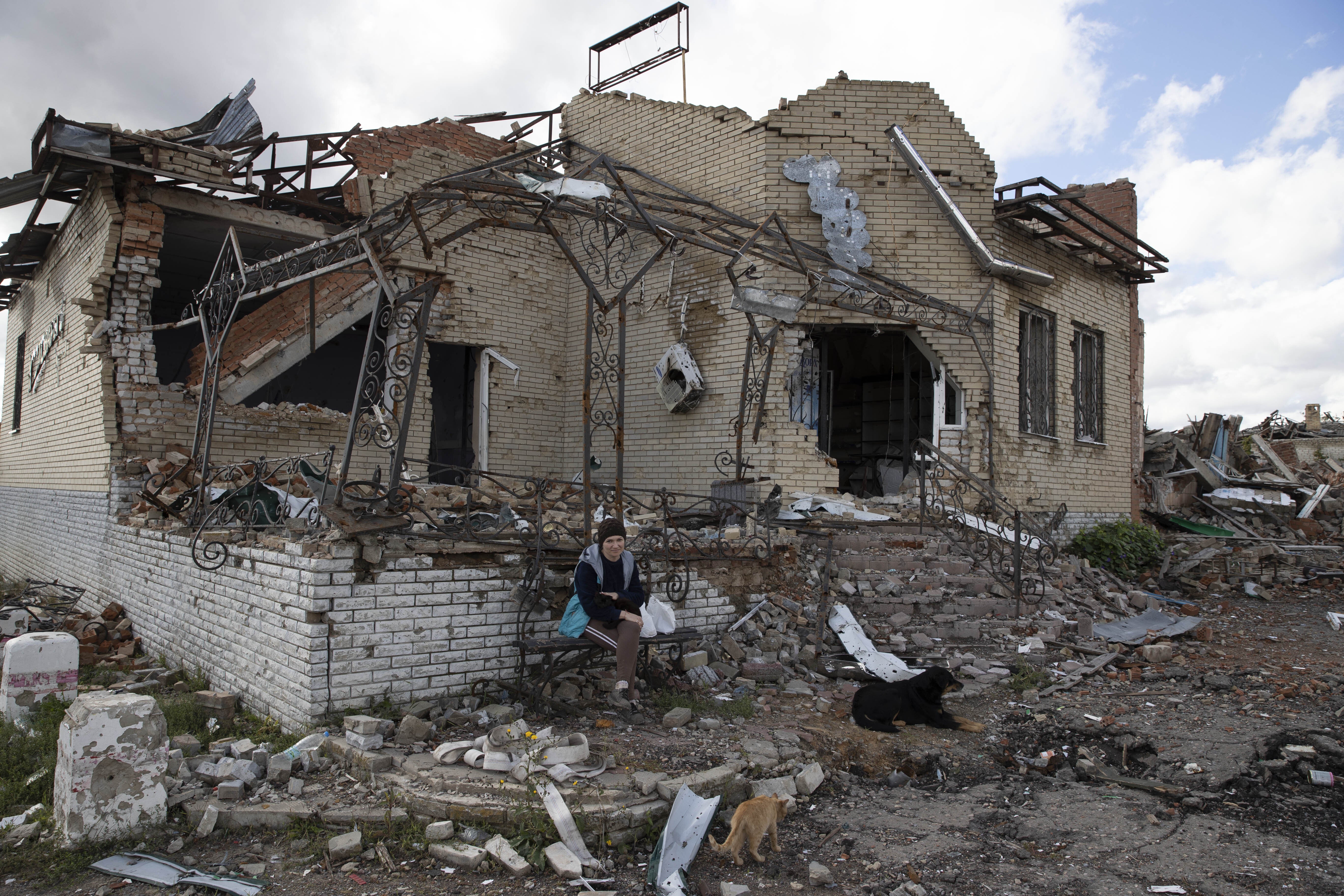 A view of a damaged house after the attacks at Dalin Village of Izium, Kharkiv Oblast