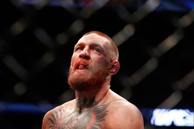 <p>Conor McGregor after going five rounds with Nate Diaz in their rematch</p>