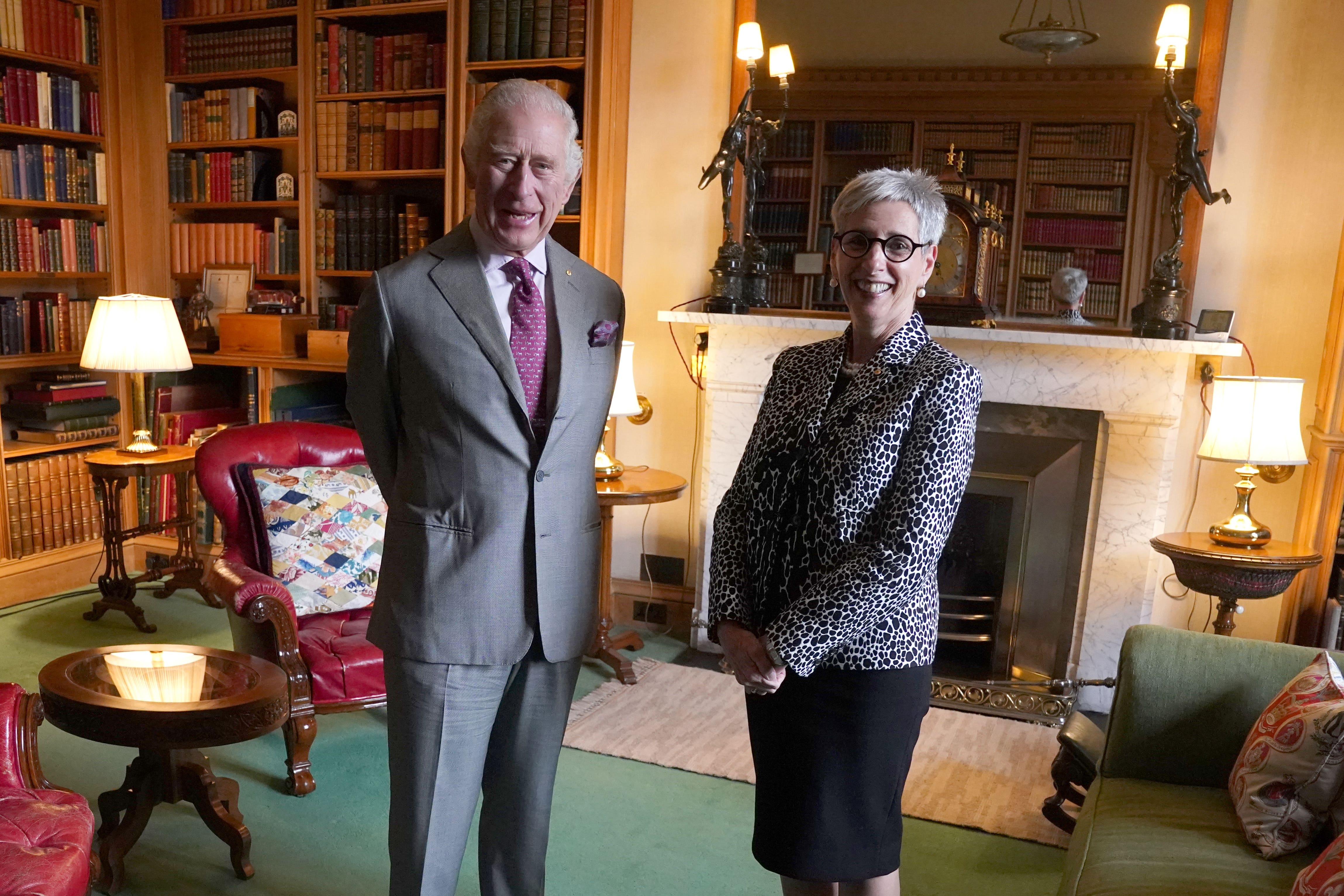 The King during an audience at Balmoral with Linda Dessau, Governor of Victoria, Australia (Andrew Milligan/PA)