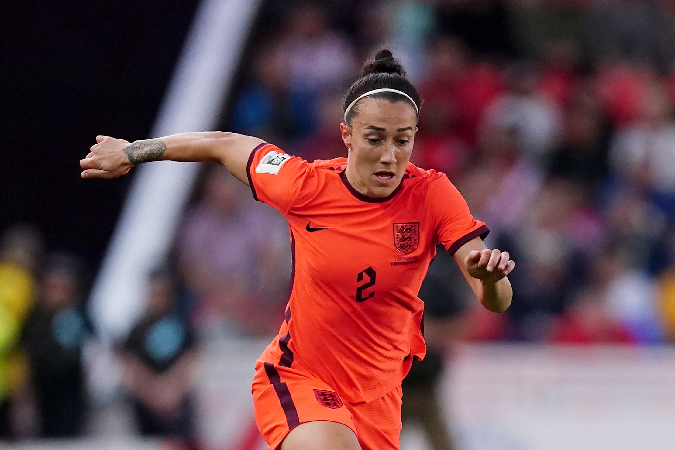 Lucy Bronze in action for England (Martin Rickett/PA).