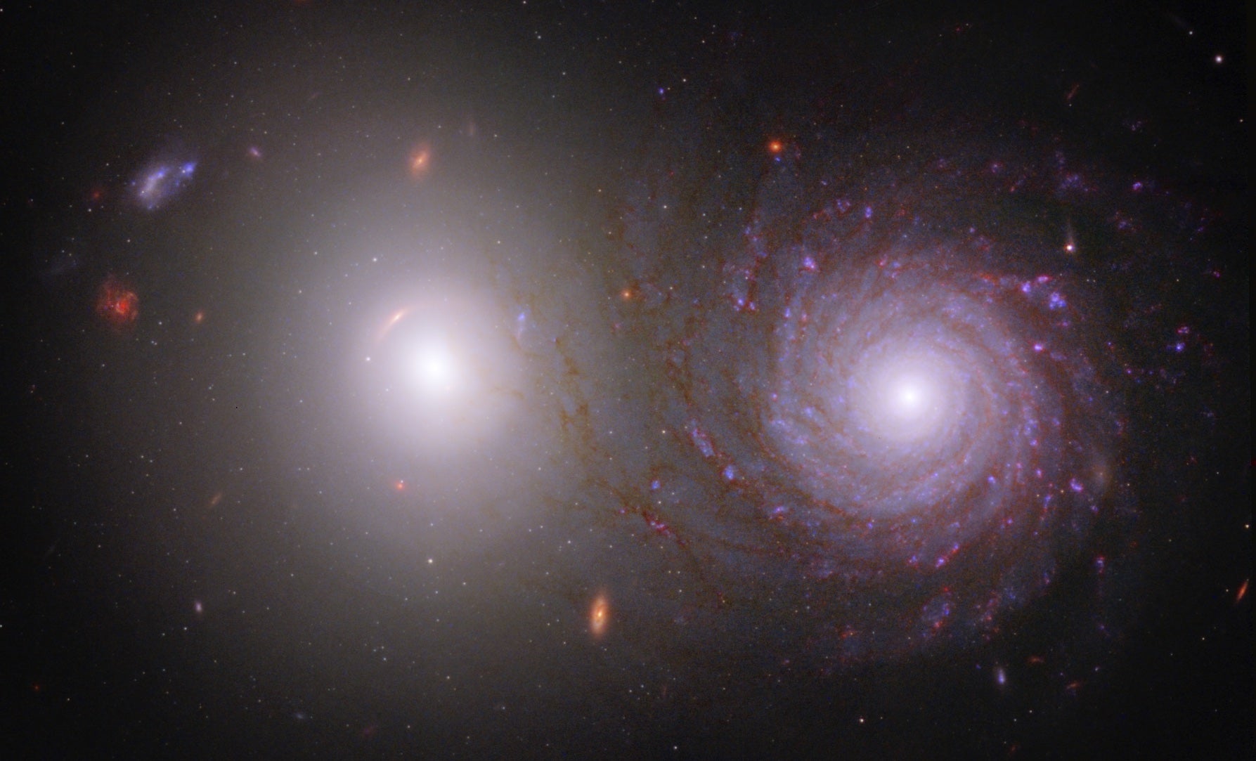 A galaxy pair as imaged by both the Hubble and James Webb space telescopes