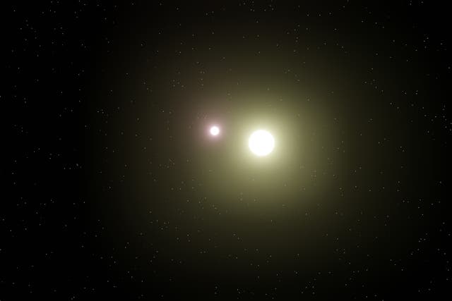 <p>An artist’s impression of a binary star system</p>