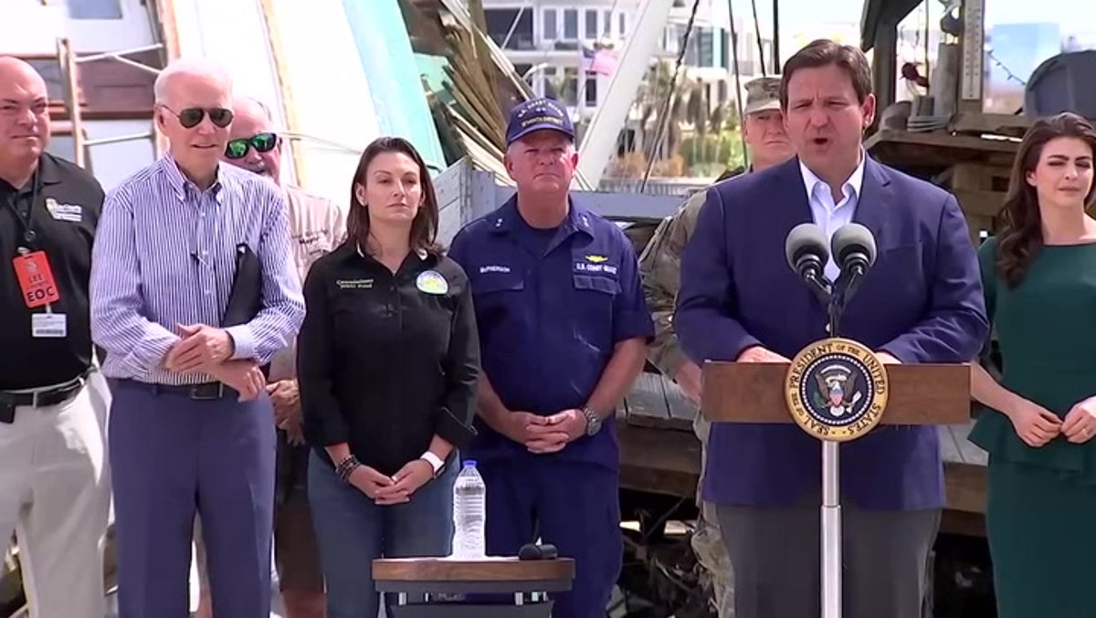 Ron DeSantis thanks Joe Biden for hurricane aid as president visits Florida