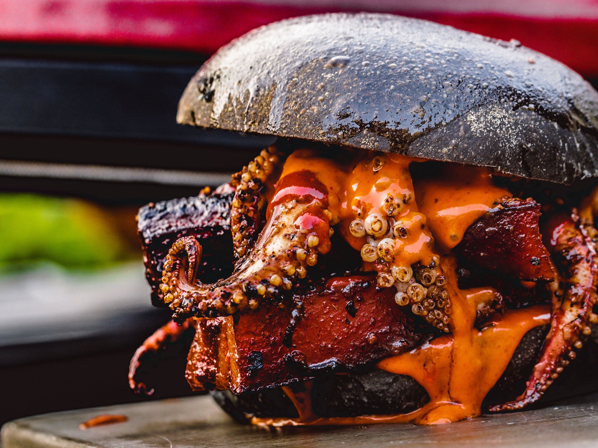 A blood-curdling burger from the deep