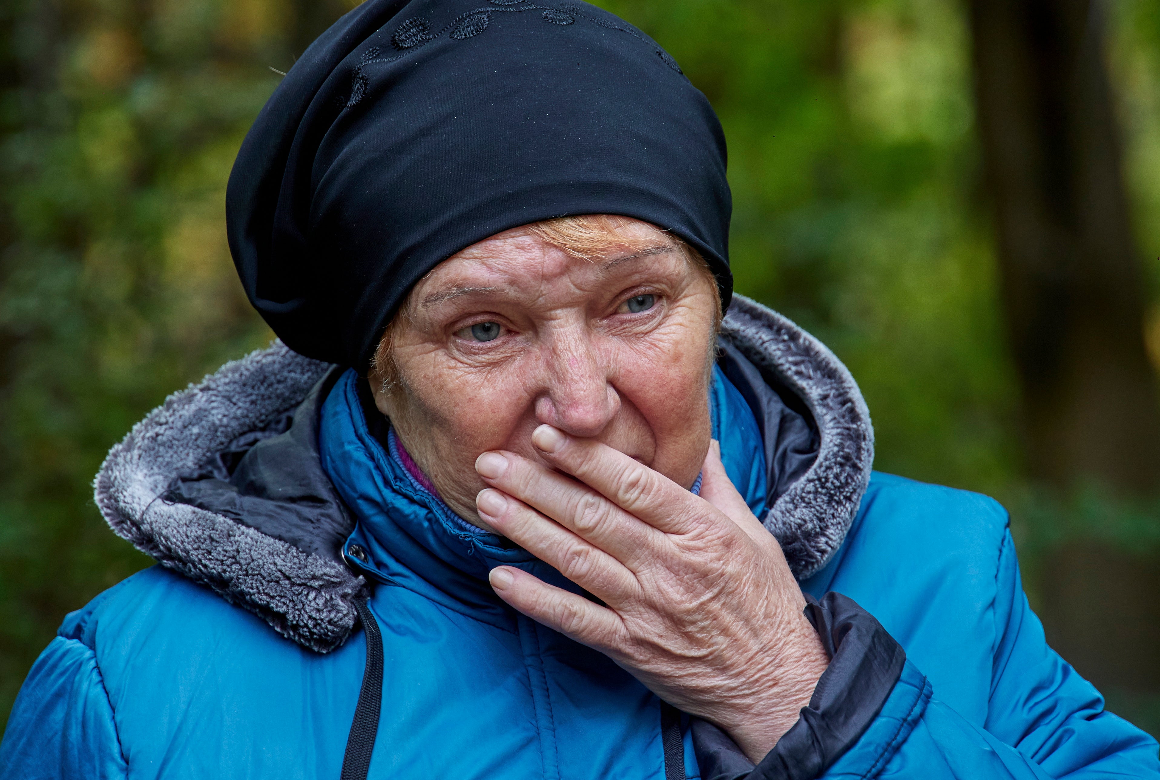 Tamara, a survivor of the Russian attack on a Ukranian evacuee convoy in Kurylivka that killed at least 24 people