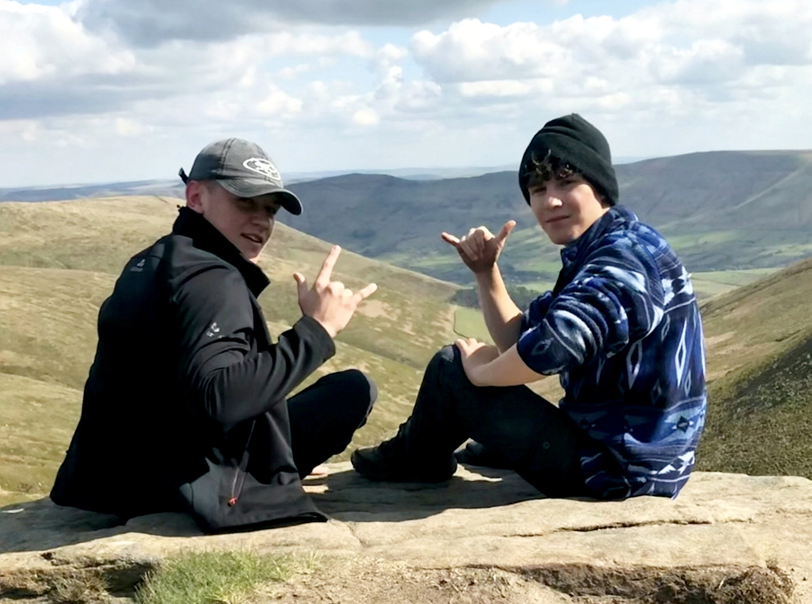 Josh Williams (left) had spent the night wild camping with a friend Ben Burns (right) when he captured footage of the animal on his phone