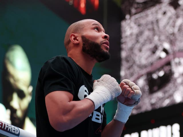 <p>Chris Eubank Jr at open workouts before his fight with Conor Benn was called off</p>