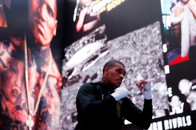 <p>Conor Benn during a ‘media workout’ last month </p>