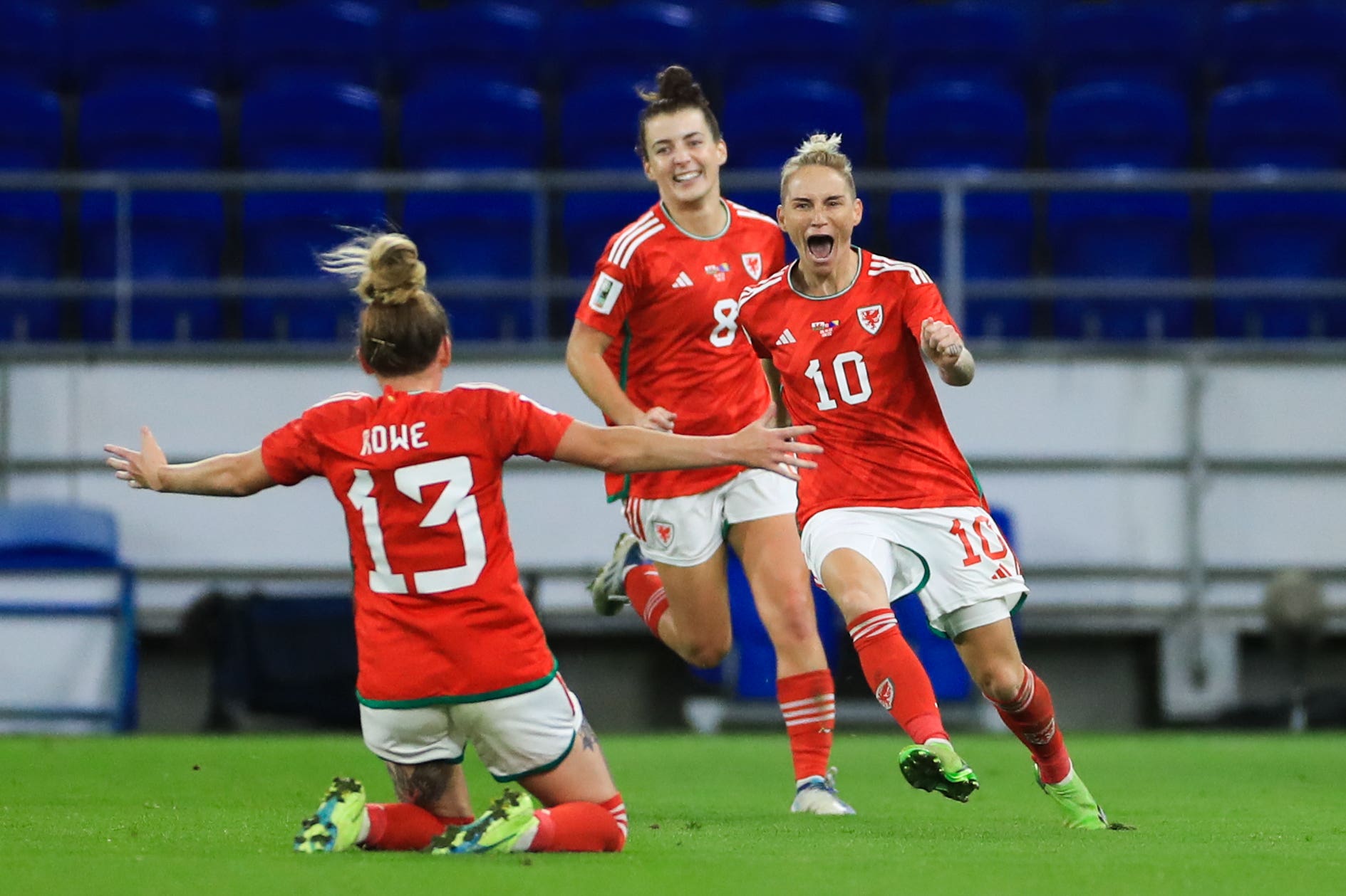 Wales’ Jess Fishlock (right) celebrates scoring her side’s winner against Bosnia and Herzegovina (Bradley Collyer/PA)