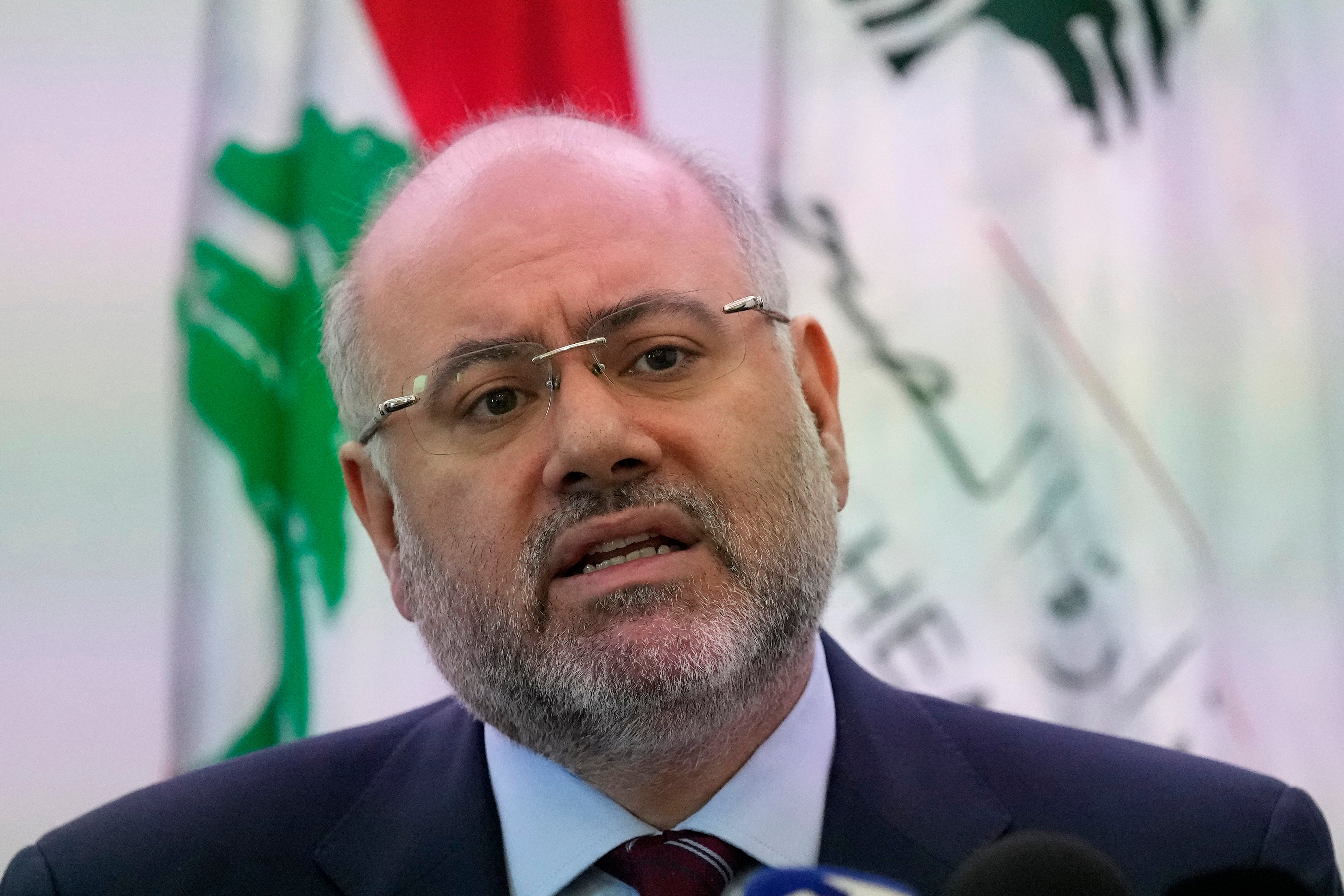 Lebanon’s health minister Firass Abiad speaks during a press conference about the first cases of cholera