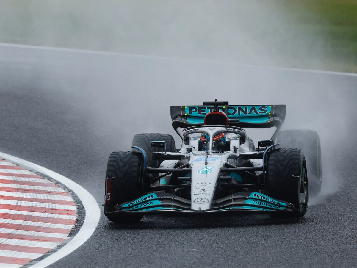 George Russell leads Lewis Hamilton in Mercedes one-two during Japan GP practice