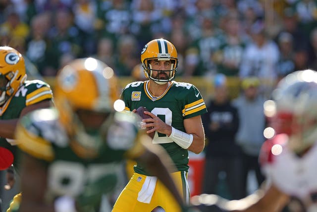 <p>Aaron Rodgers leads the Packers in London on Sunday </p>