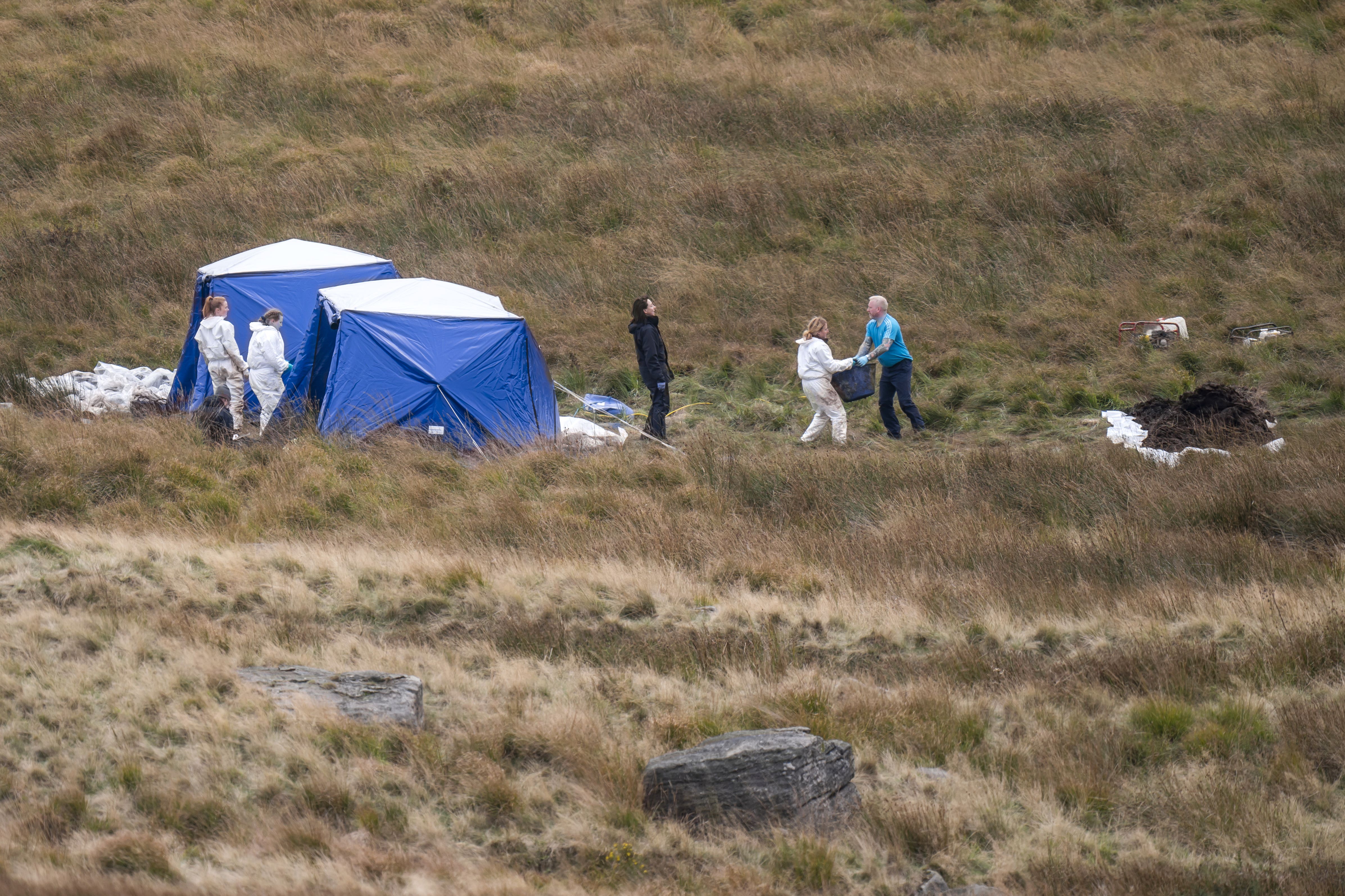 Officers from Greater Manchester Police have been searching an area on Saddleworth Moor